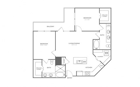 a 1 bedroom floor plan  apartments